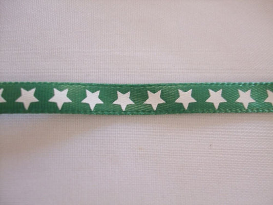 2 Metres of May Arts Star Patterned Ribbon - 1\4" (6mm) - Green