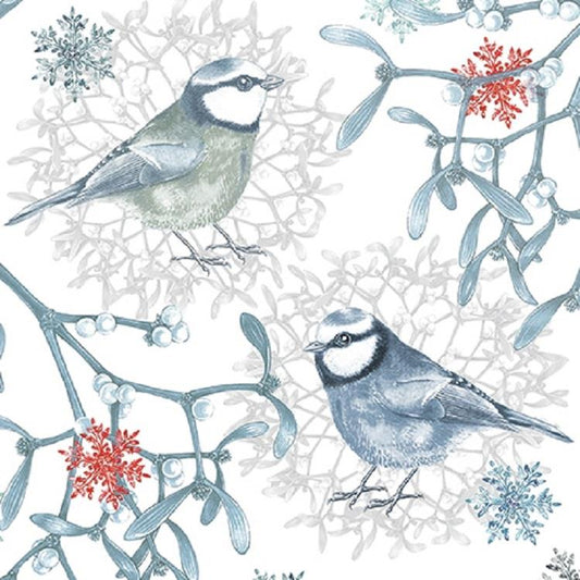 4 x Paper Napkins - Blue Chickadee - Ideal for Decoupage / Napkin Art