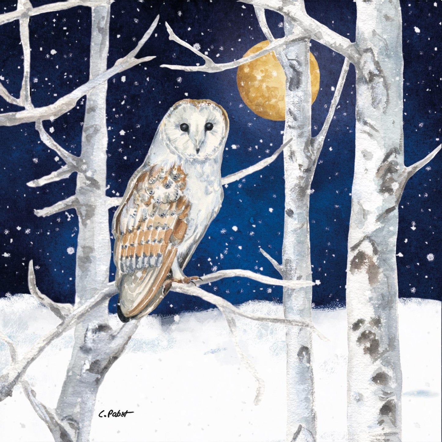 4 x Paper Napkins - Winter Owl  - Ideal for Decoupage / Napkin Art