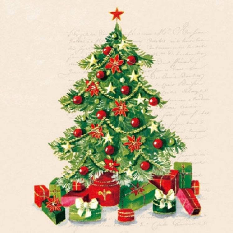 4 x Paper Napkins - Christmas Tree - Ideal for Decoupage / Napkin Art