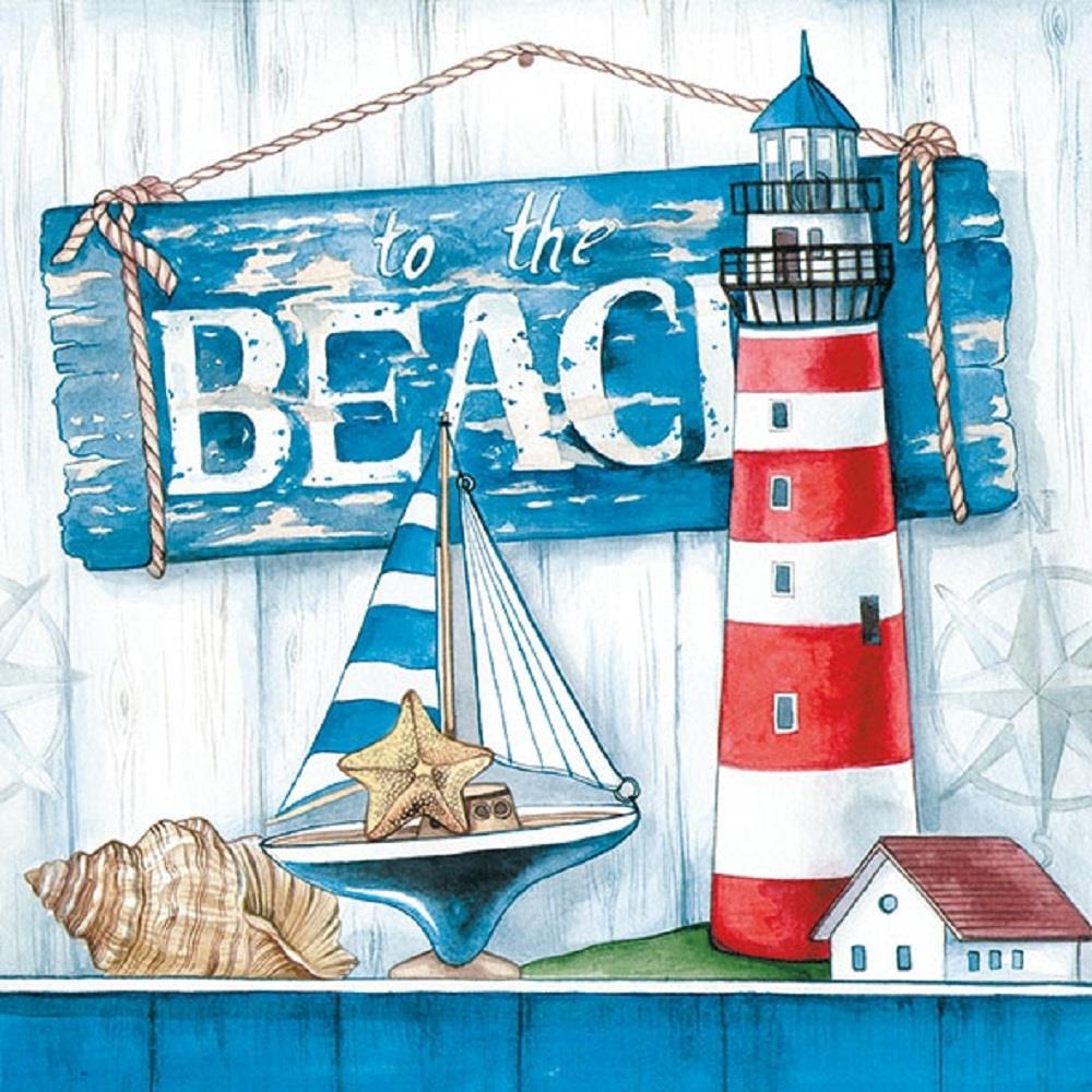 4 x Paper Napkins - To the Beach  - Ideal for Decoupage / Napkin Art