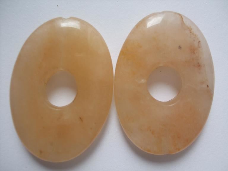 2 Aventurine Gemstone Pendants with a centre hole