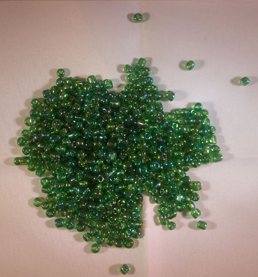 6/0 ( 4mm ) Glass Seed Beads - 40g - Green Mix