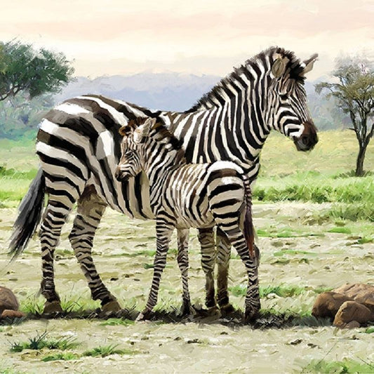 4 x Paper Napkins - Zebras  - Ideal for Decoupage / Napkin Art