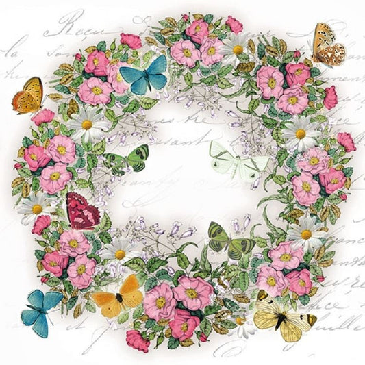 4 x Paper Napkins - Flower Wreath - Ideal for Decoupage / Napkin Art