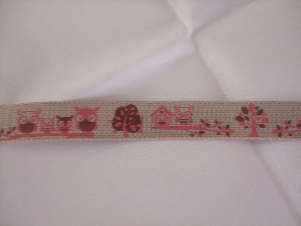 2 Metres of Berties Bows Forest Friends Collection Ribbon - 15mm - Pink Owl