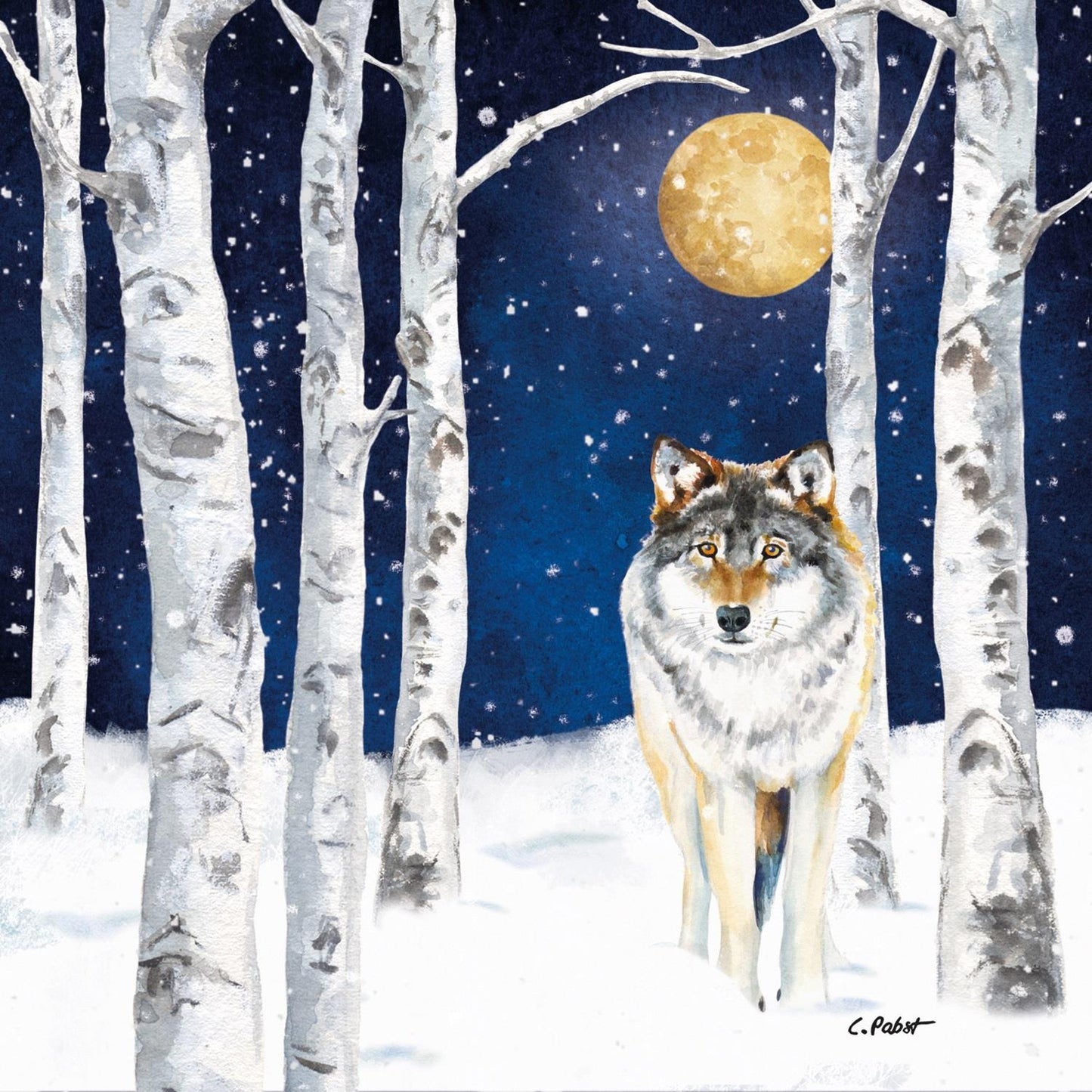 4 x Paper Napkins - Winter Wolf  - Ideal for Decoupage / Napkin Art