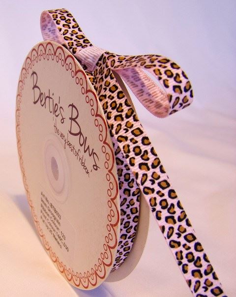 2m of Bertie's Bows Leopard Print Ribbon - 9mm - Choice of Colours