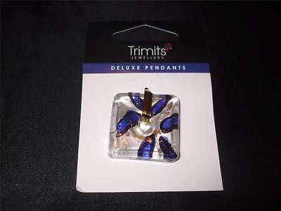 Trimits Glass Pendant - Silver / Blue Square