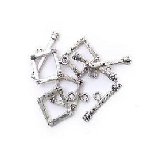 Craft Factory Silver Plated Toggle Clasps - Square - Pack of 4 Sets