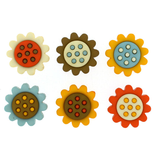 Harvest Blooms - Flower Shaped Novelty Craft Buttons / Embellishments by Dress It Up