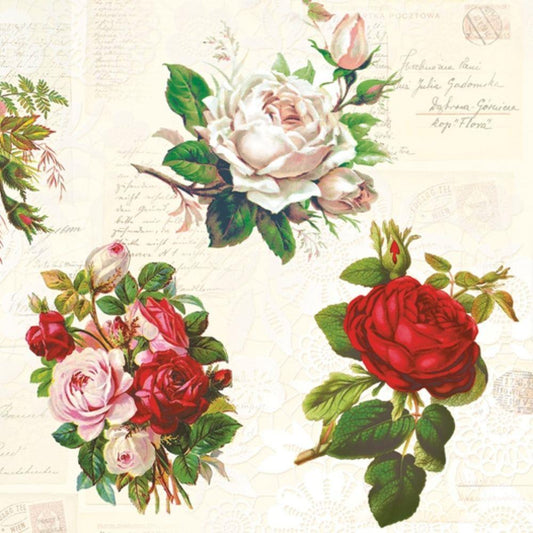 4 x Paper Napkins - English Roses - Ideal for Decoupage / Napkin Art