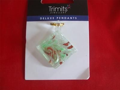 Trimits Glass Pendant - Green Swirl Square