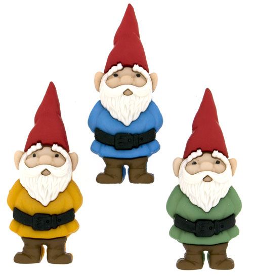 Garden Gnomes - Novelty Craft Buttons & Embellishments by Dress It Up