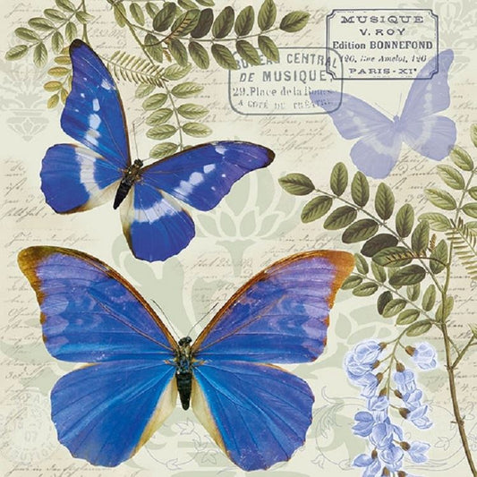 4 x Paper Napkins - Blue Butterfly - Ideal for Decoupage / Napkin Art