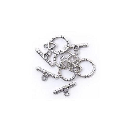 Craft Factory Silver Plated Toggle Clasps - Heart Tops - Pack of 4 Sets