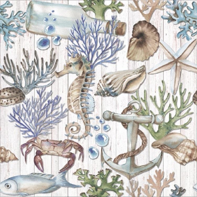 4 x Paper Napkins - Underwater Treasures - Ideal for Decoupage / Napkin Art