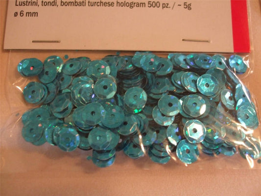 Turquoise Holographic Cupped Sequins 5g (approximately 500 sequins) [57]