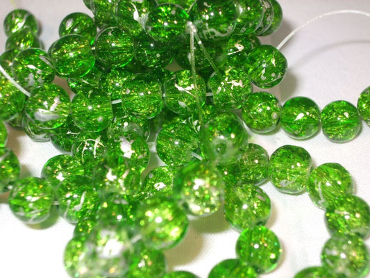 Glass Drawbench Beads - 8mm - Approximately 100 Beads - Light Green