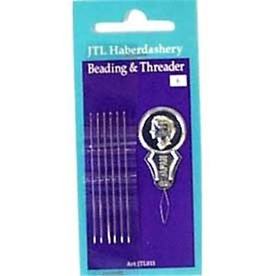 Pack of 6 Beading / Sewing Needles with Threader