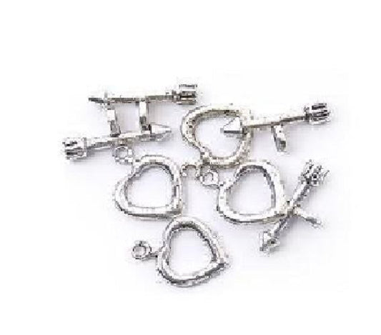 Craft Factory Silver Plated Toggle Clasps - Heart Shaped - Pack of 4 Sets