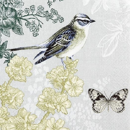 4 x Paper Napkins - Quiet Scene with Bird - Ideal for Decoupage / Napkin Art