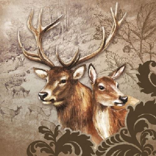 4 x Paper Napkins - Deer Couple - Ideal for Decoupage / Napkin Art