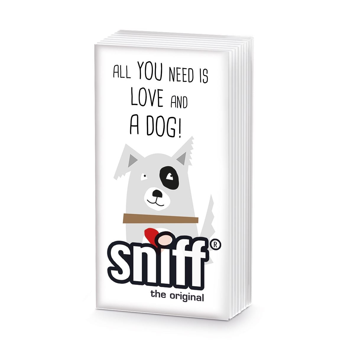 Sniff Novelty Paper Tissues - Love Dogs - Handbag / Pocket Sized Single Pack of 10 Tissues