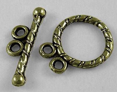 10 x Tibetan Style Toggle Clasps  - Antique Rope Circle