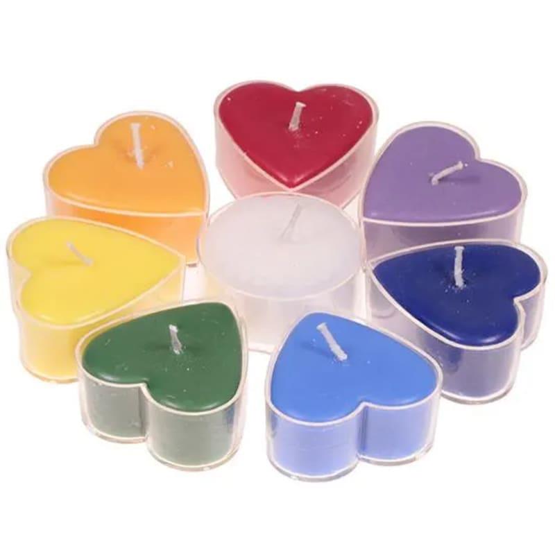 8 Chakra Heart Shaped Tea Light Candles