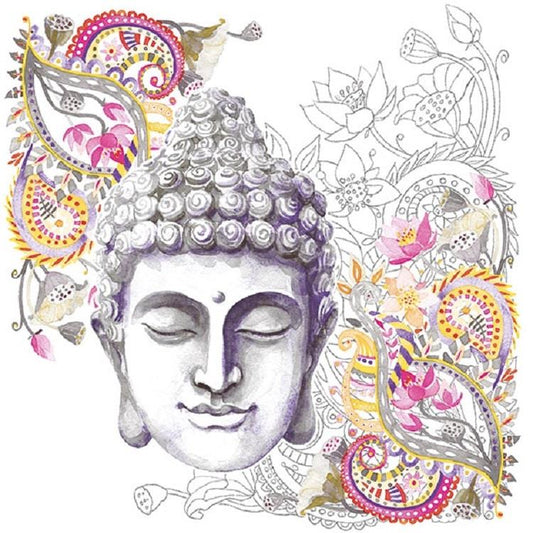 4 x Paper Napkins - Buddha Head Stone - Ideal for Decoupage / Napkin Art