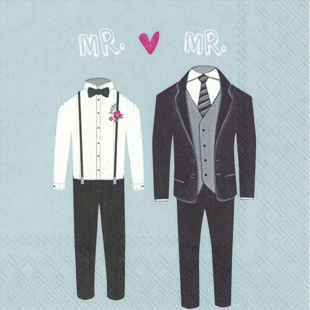 IHR Pack of 20 Paper Napkins / Serviettes - Mr & Mr - 33cm x 33cm - 3 Ply