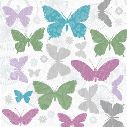 PAW Pack of 20 Napkins / Serviettes - Soft Butterflies - 33cm x 33cm - 3ply -