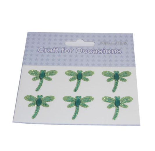 Craft For Occasions Embellishments - Pack of 6 Green Dragonflies - C2130-GN