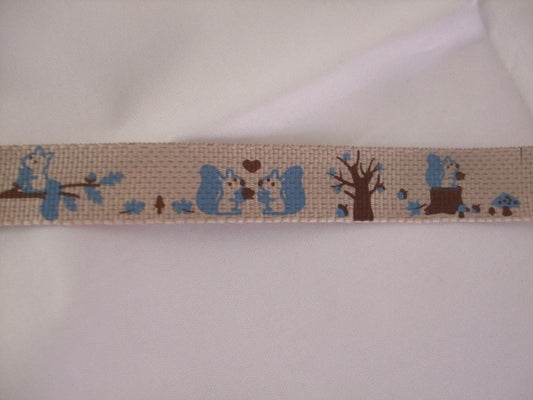 2 Metres of Berties Bows Forest Friends Collection Ribbon - 15mm - Blue Squirrel