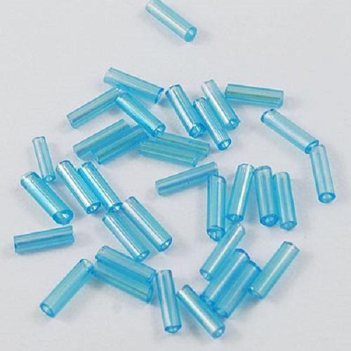 Glass Bugle Beads - 6mm x 1.8mm - 40g - Sky Blue Mix