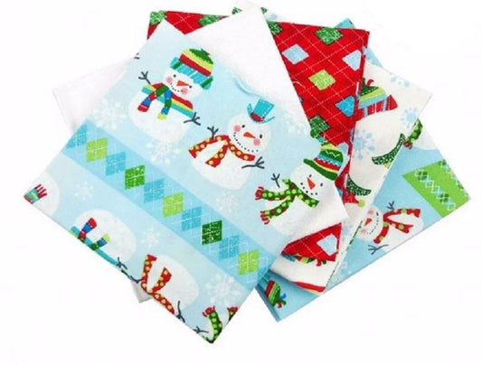 Fat Quarter Bundle - 100% Cotton - Snowman - Pack of 5