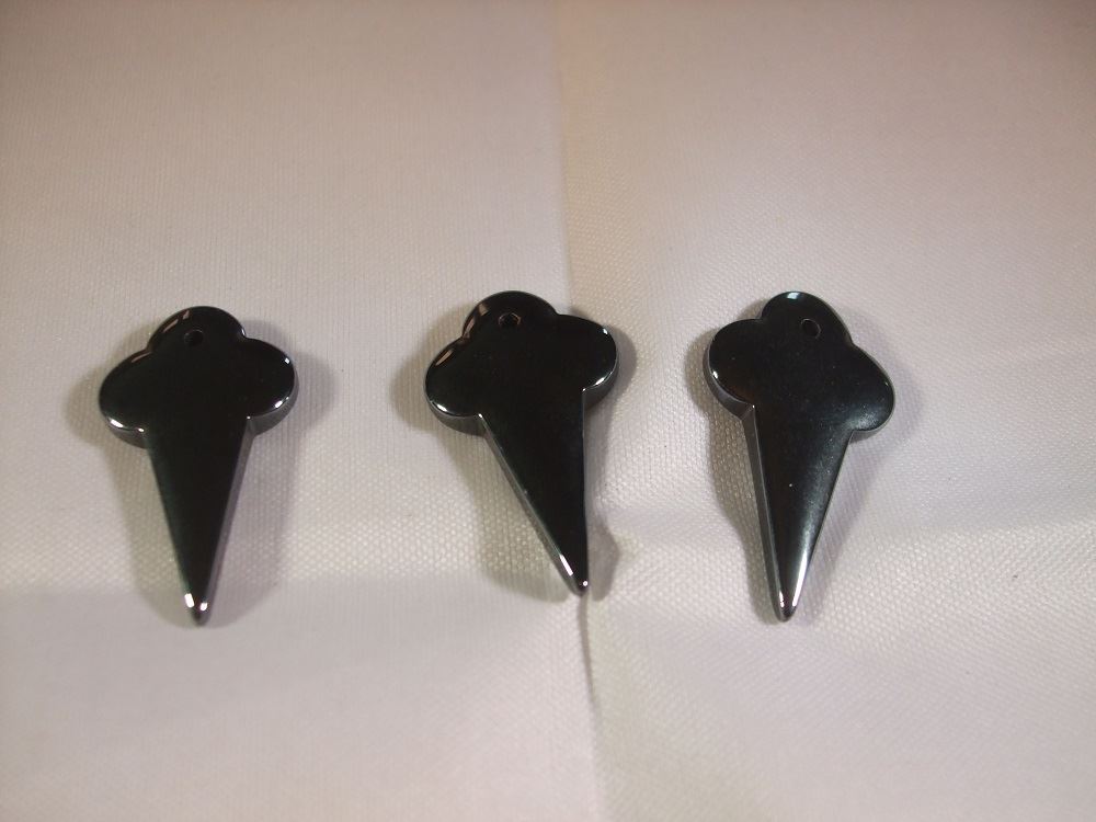 Pack of 3 Hematite Pendants - Small Ice Cream - 26mm x 15mm