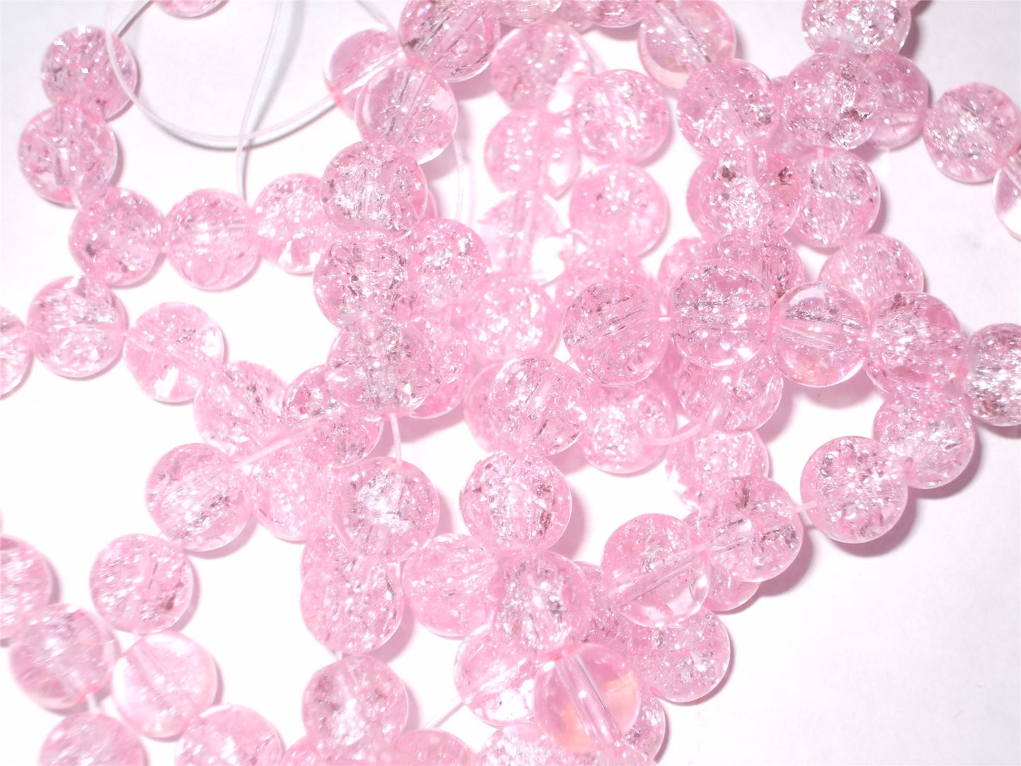 Glass Crackle Beads - 8mm - 31" Strand - Approx 106 Beads - Light Pink