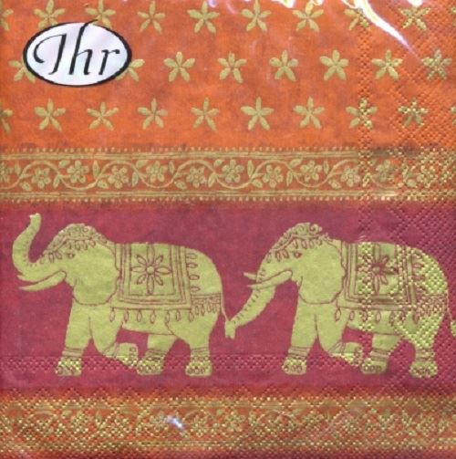 IHR Pack of 20 Napkins / Serviettes - Indian Elephants - 33cm x 33cm - 3ply