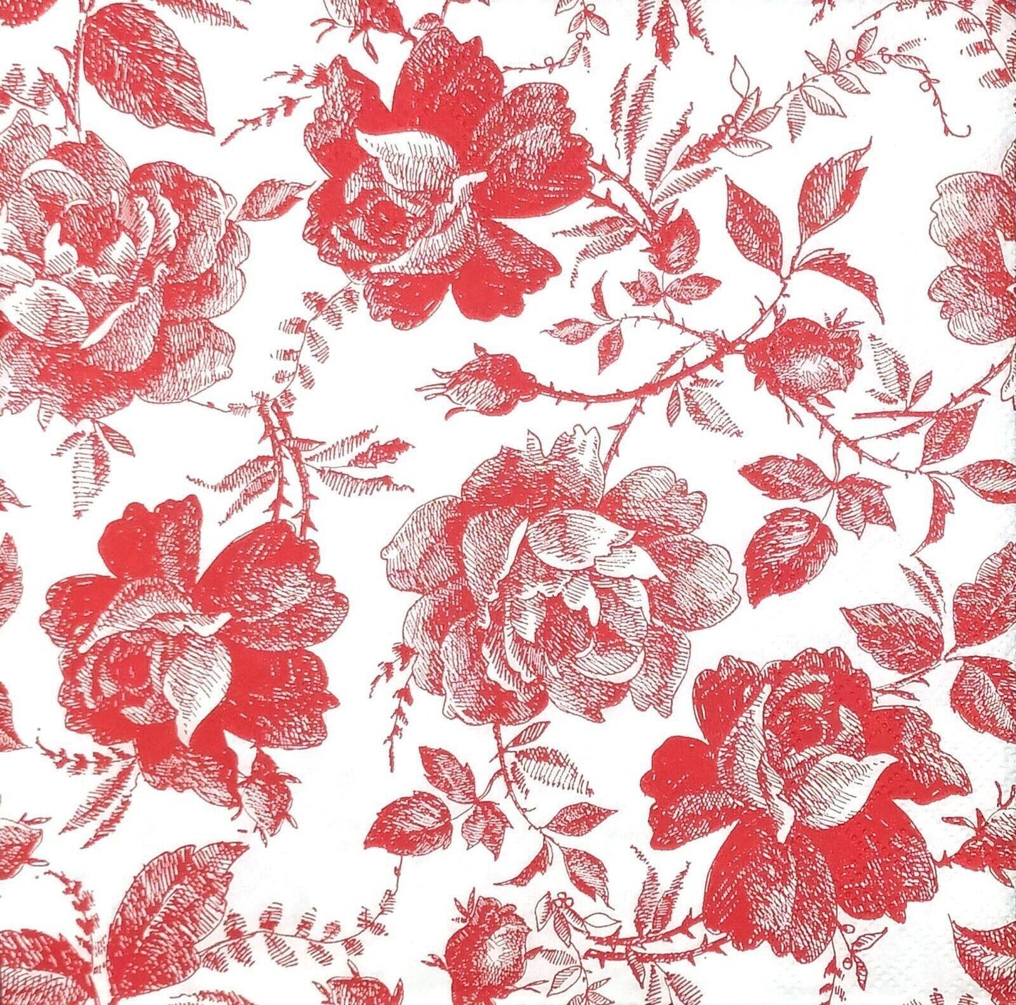 4 x Paper Napkins - Fairytale Roses Red - Ideal for Decoupage / Napkin Art