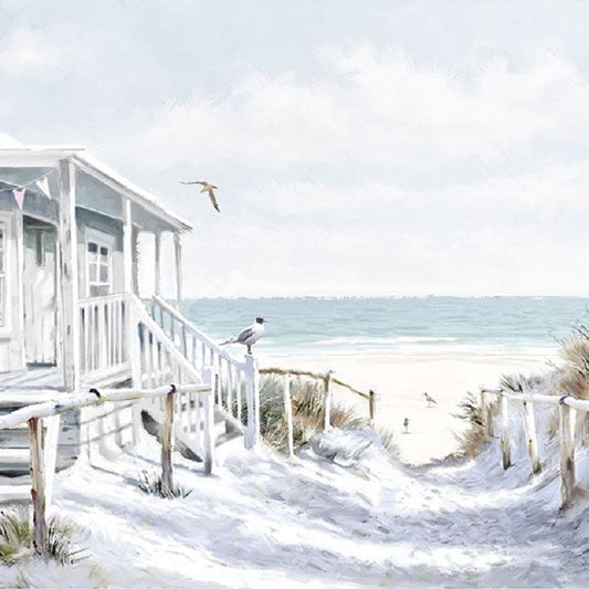 4 x Paper Napkins -Beach Cabin - Ideal for Decoupage / Napkin Art