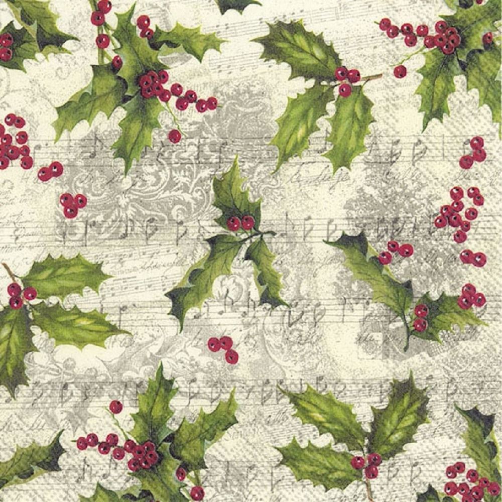 IHR  Pack of 20 Paper Napkins / Serviettes - Nostalgic Ilex - 33cm x 33cm - 3 Ply