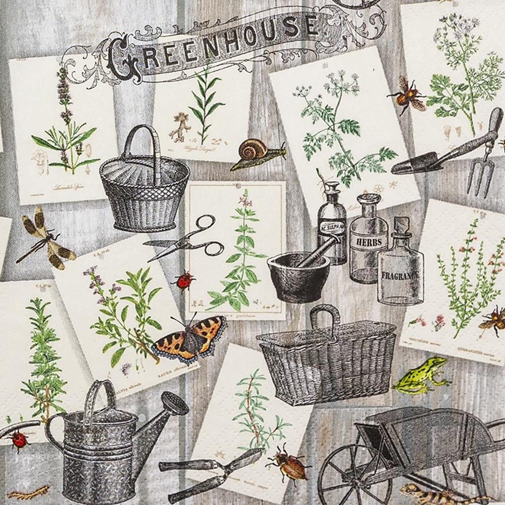 4 x Paper Napkins - Greenhouse - Ideal for Decoupage / Napkin Art