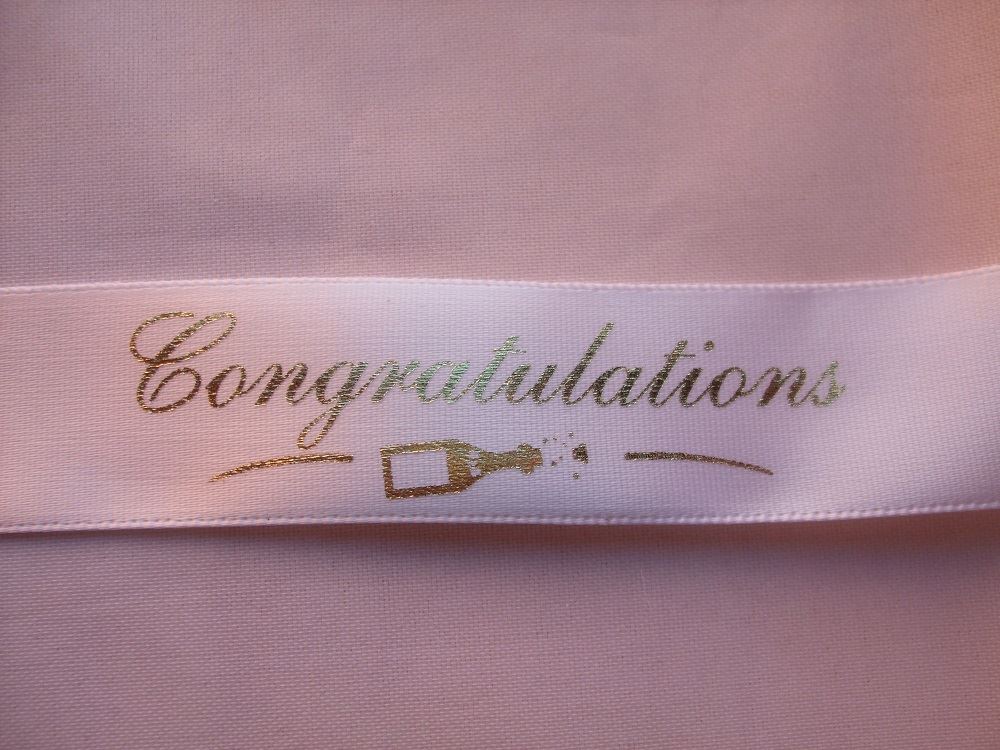 2 Metres of Club Green "Congratulations" Ribbon - Choice of Colours - 20mm Wide