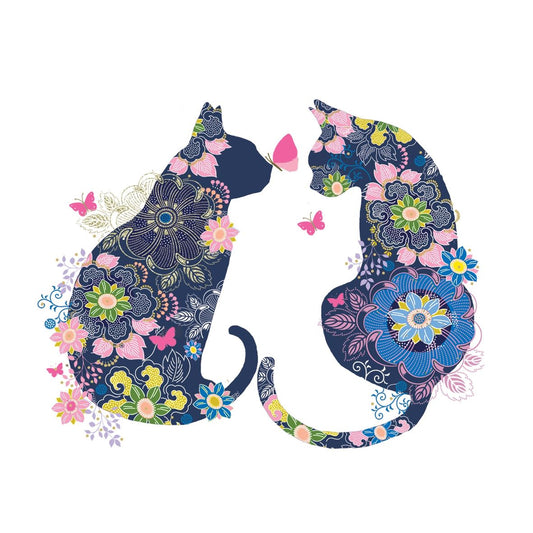 4 x Paper Napkins - Floral Cats - Ideal for Decoupage / Napkin Art
