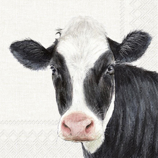 4 x Paper Napkins - Farm Cow - Ideal for Decoupage / Napkin Art