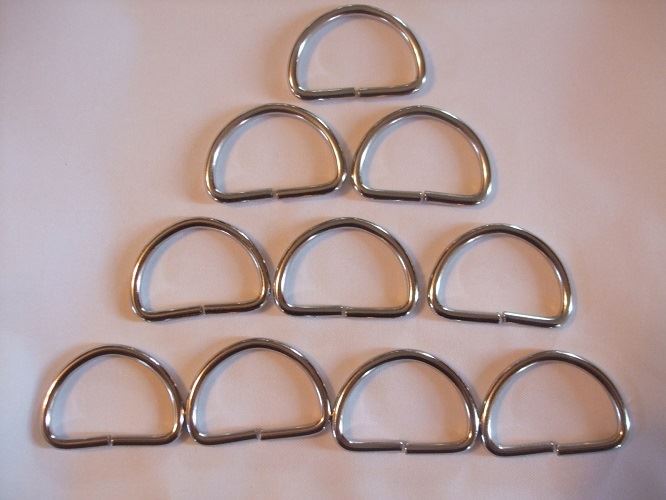 Pack of 10 D-Rings  - Ideal for handbags etc. Choice of colour & Size